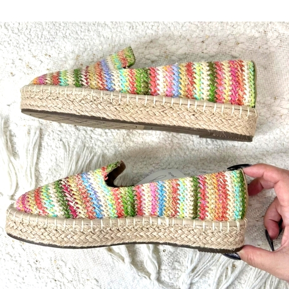 Joie CARA Shoes Colorful Striped Woven Straw Slip On Espadrille Loafers 9M - Picture 10 of 10